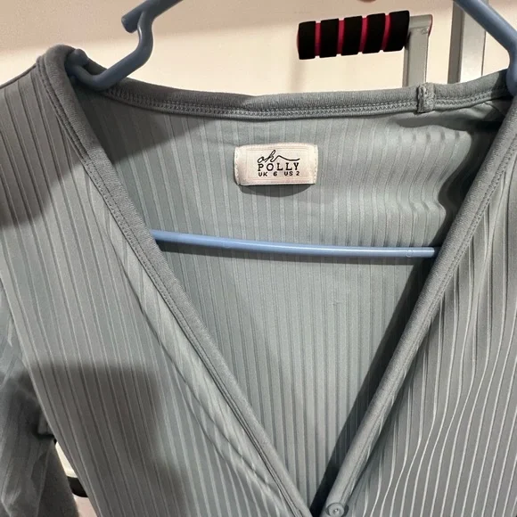 Elegant Blue Long Sleeve Dress - Picture 3 of 5